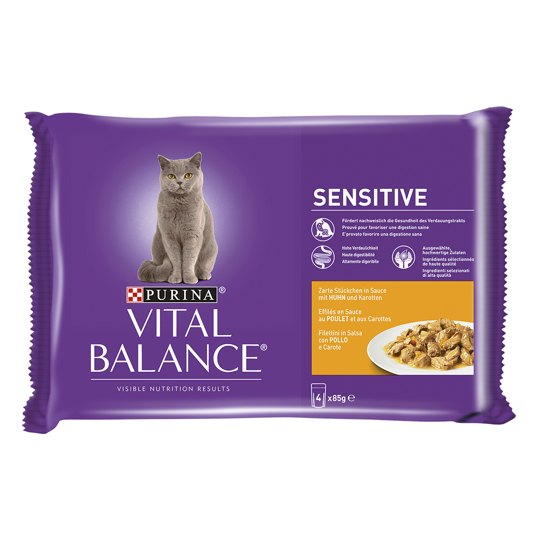 Purina Vital Balance Sensitive Pour Chat Adulte Poulet Et Carottes